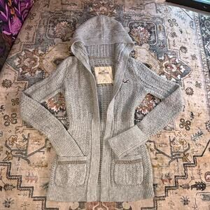VINTAGE Hollister Y2K Wool Blend Babydoll Cardigan 2000s Hooded Sweater Top XS
